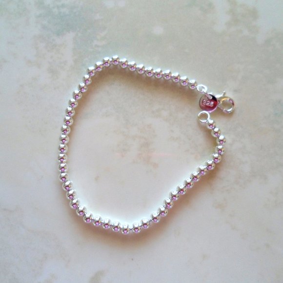 925 Silver Bead Drop Bracelet - Picture 8 of 11